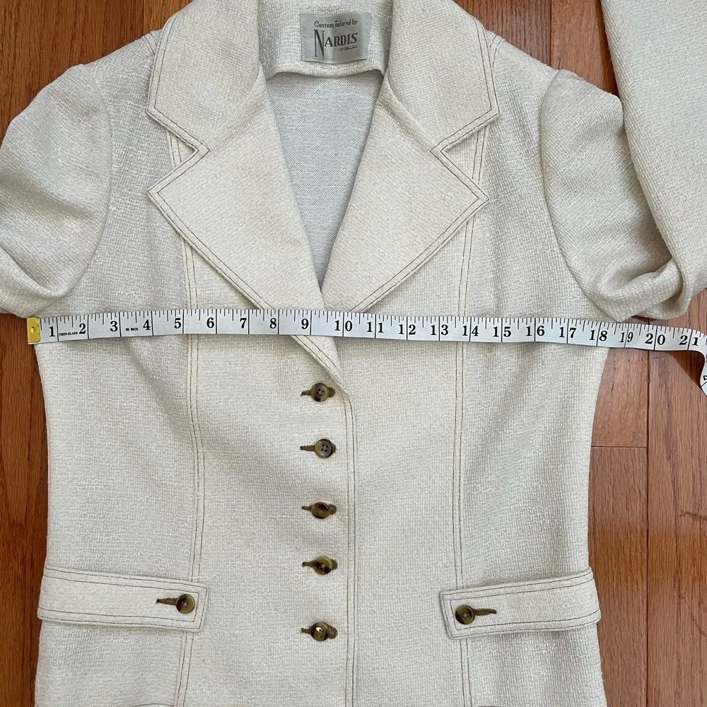 Vintage Custom Tailored By Nardis Of Dallas Blazer Jacket Cream Vintage - Picture 6 of 9